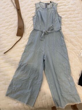 Soho Light Blue Denim Jumpsuit with Tie Waist
